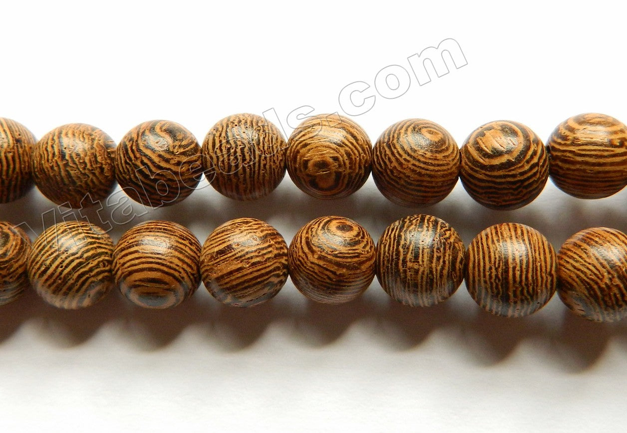 Natural Millettia Laurentii Wood Beads  -  Smooth Round 108 Pieces    Elastic Bracelet Ready 34"