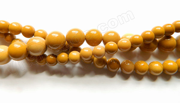 Natural Yellow Mookite A  -  Smooth Round Beads  15"