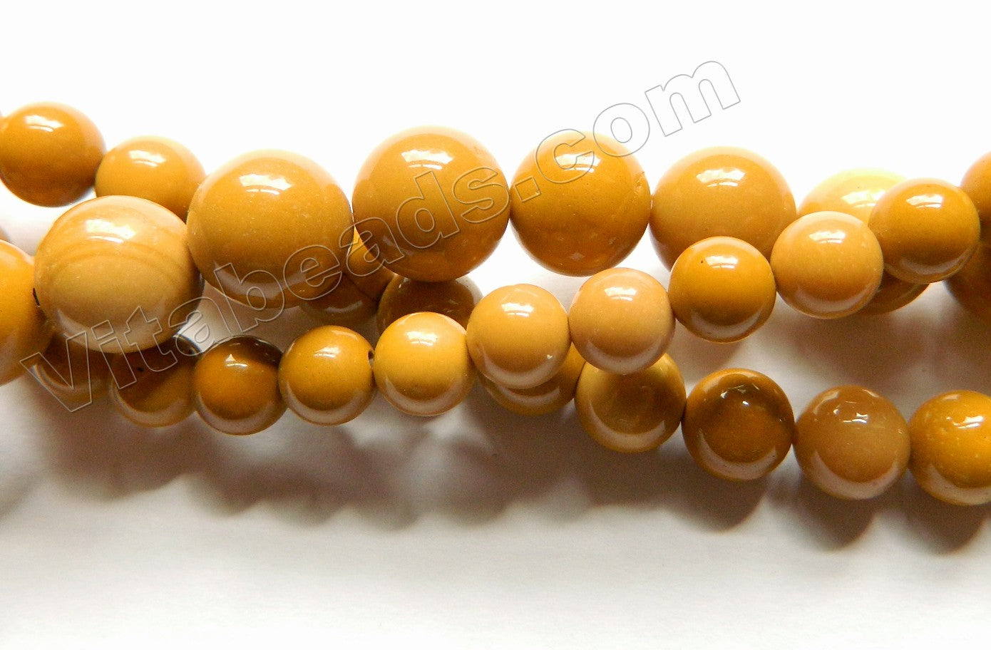 Natural Yellow Mookite A  -  Smooth Round Beads  15"