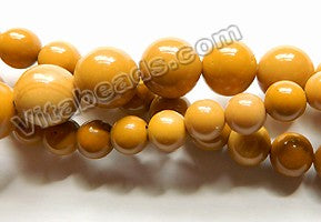 Natural Yellow Mookite A  -  Smooth Round Beads  15"