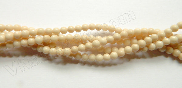 Ivory Fossil Agate  -  Smooth Round Beads 15"