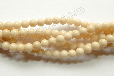 Ivory Fossil Agate  -  Smooth Round Beads 15"