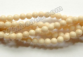 Ivory Fossil Agate  -  Smooth Round Beads 15"