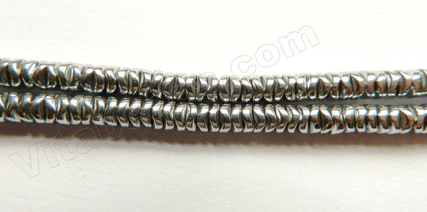 Silvery Hematite  -  Waving Buttons 16"