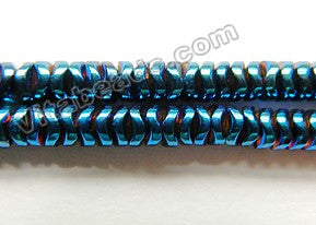 Peacock Blue Hematite  -  Waving Buttons 16"