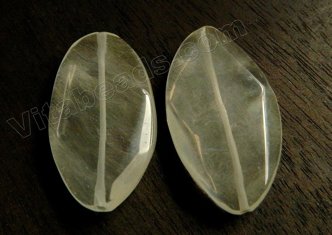 Machine Cut Long Oval Pendant -   Light Pineapple Quartz