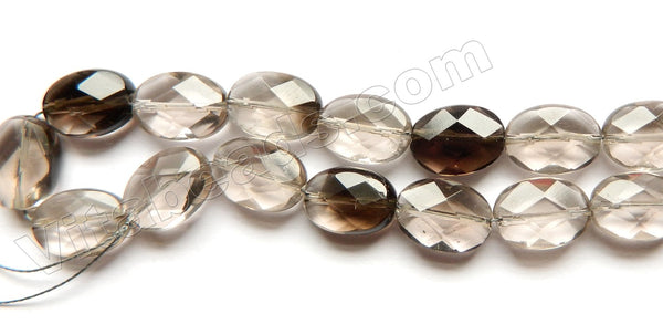 Mixed Natural Smoky Topaz A  -  Faceted Ovals 15"   