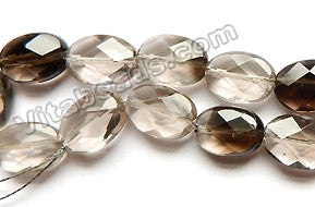 Mixed Natural Smoky Topaz A  -  Faceted Ovals 15"   