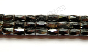 Magnetic Hematite  -  18 cut Faceted Tube  16"