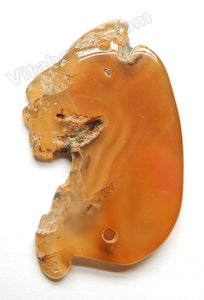 Smooth Free Form Pendant   Brown Agate - Two Holes Drilled (Top, Bottom)