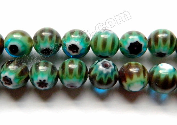  Glass Beads  -  Round  - Moss Green  16"  