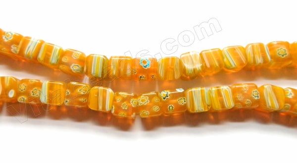 Glass Beads  -  Cubes - Yellow   16"