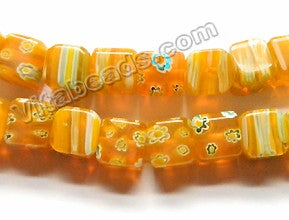 Glass Beads  -  Cubes - Yellow   16"