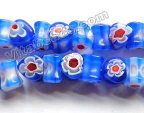  Glass Beads  -  Bone - Sapphire Blue   16"