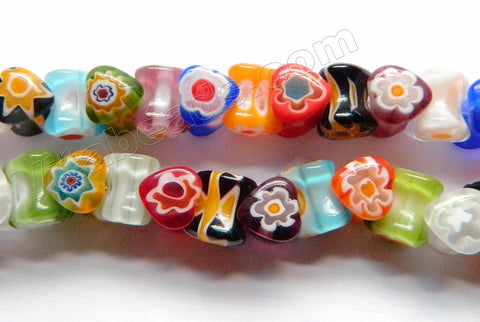  Glass Beads  -  Bone - Mixed Flower  16"