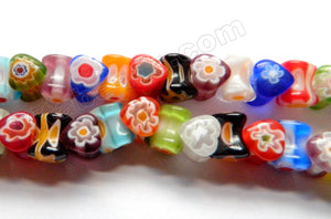 Glass Beads  -  Bone - Mixed Flower  16"