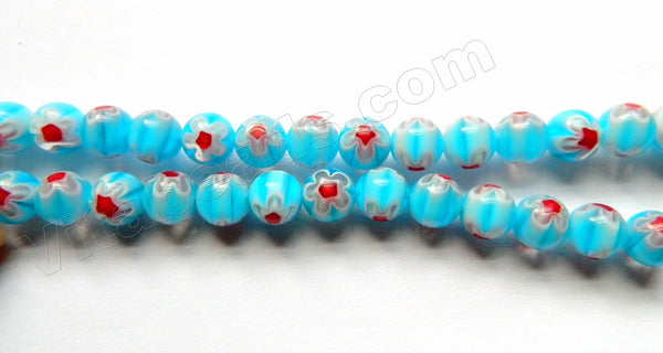 Glass Beads  -  Smooth Round  -  Aqua 16"