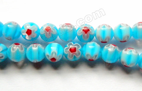 Glass Beads  -  Smooth Round  -  Aqua 16"