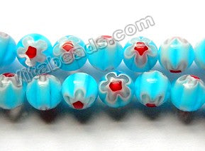 Glass Beads  -  Smooth Round  -  Aqua 16"