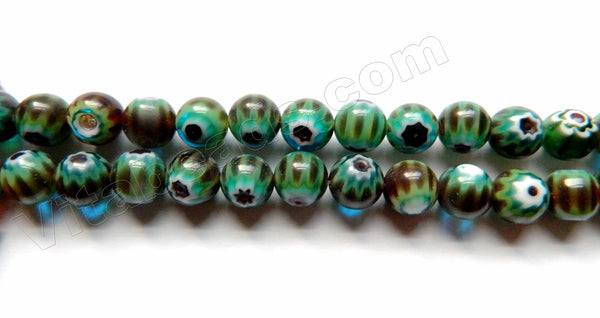  Glass Beads  -  Round  - Moss Green  16"  