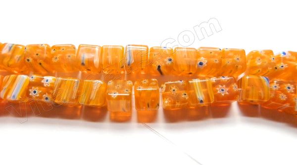 Glass Beads  -  Cubes - Orange Yellow