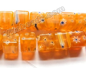 Glass Beads  -  Cubes - Orange Yellow