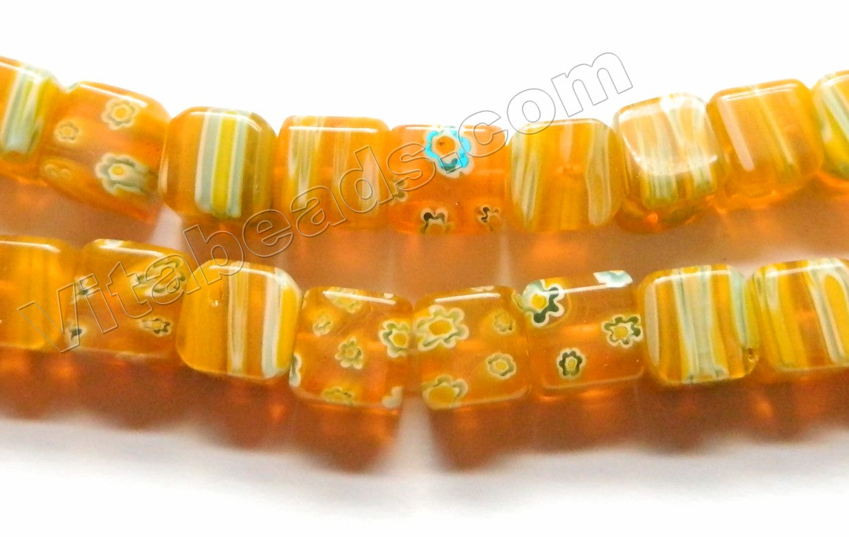 Glass Beads  -  Cubes - Yellow   16"