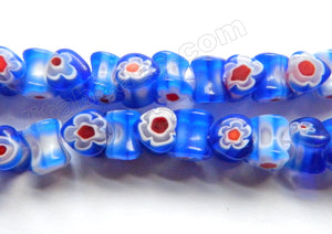  Glass Beads  -  Bone - Sapphire Blue   16"