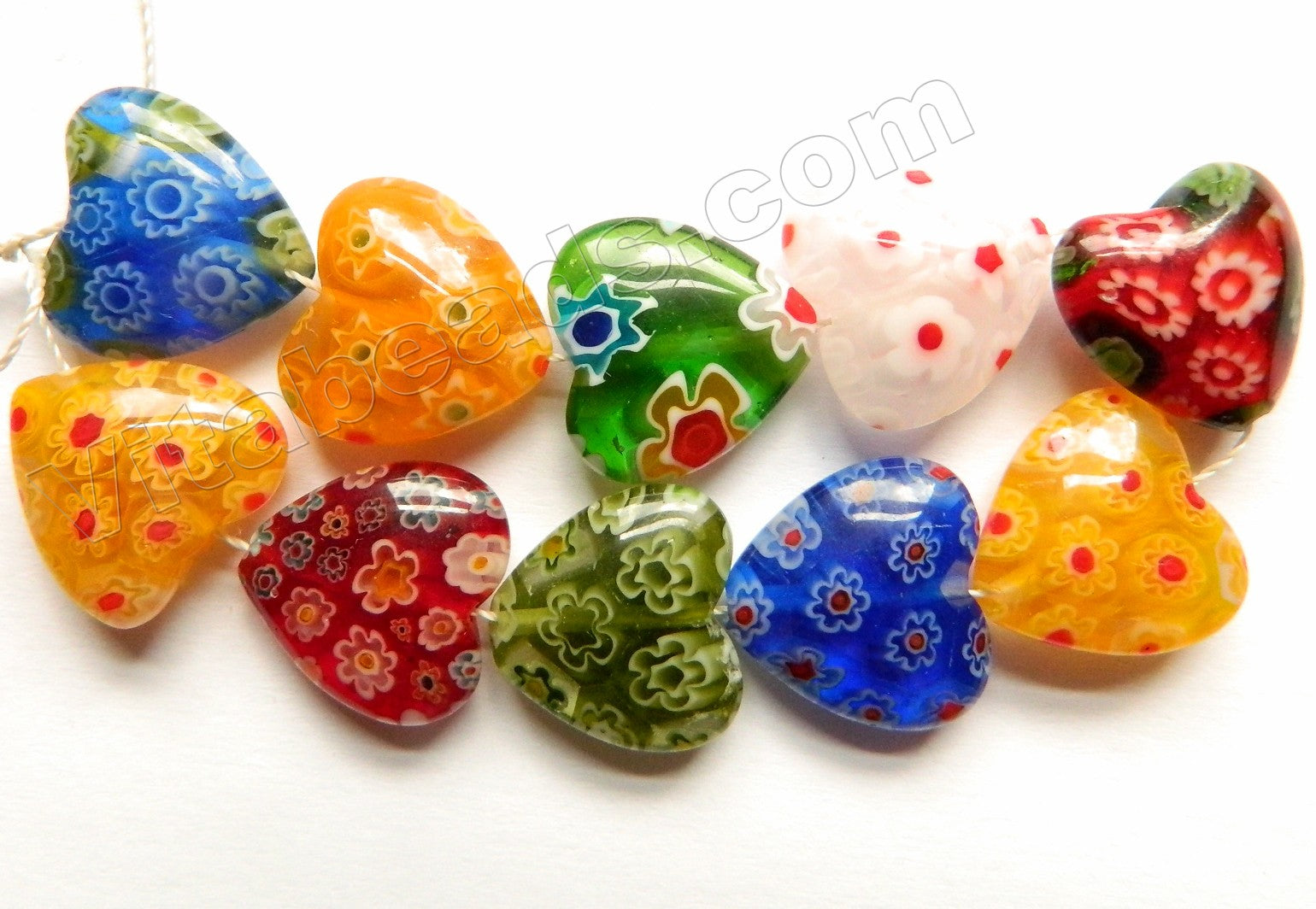  Glass Beads  -  Puff Heart - Mixed Sample