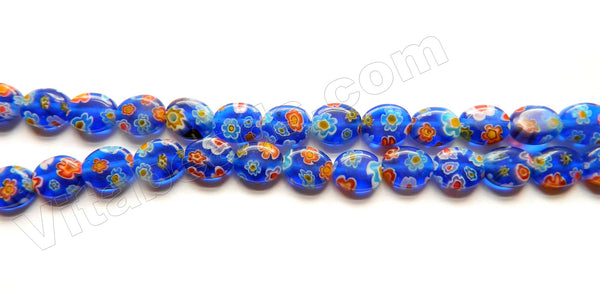  Glass Beads  -  Puff Oval - Royal Blue  16"