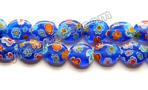  Glass Beads  -  Puff Oval - Royal Blue  16"