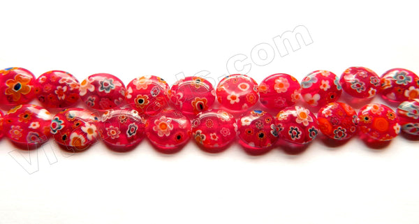 Glass Beads  -  Puff Oval - Dark Cherry Red  16"