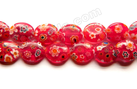 Glass Beads  -  Puff Oval - Dark Cherry Red  16"