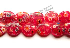 Glass Beads  -  Puff Oval - Dark Cherry Red  16"