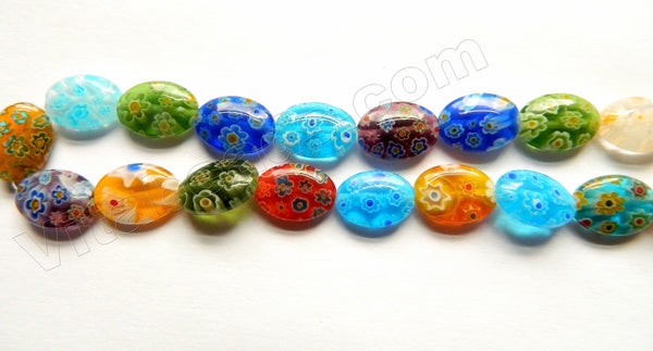 Glass Beads  -  Puff Oval - Mixed  16"