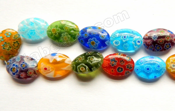 Glass Beads  -  Puff Oval - Mixed  16"