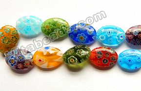 Glass Beads  -  Puff Oval - Mixed  16"