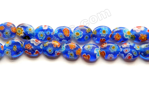  Glass Beads  -  Puff Oval - Royal Blue  16"