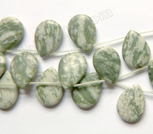 Green Peace Stone  -  Smooth Flat Briolette  16"