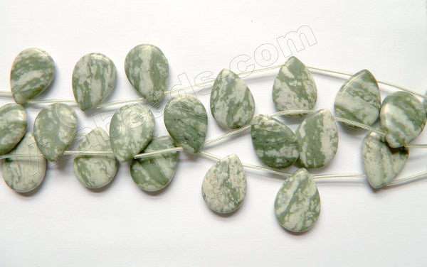 Green Peace Stone  -  Smooth Flat Briolette  16"