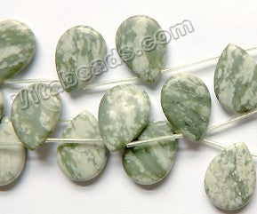 Green Peace Stone  -  Smooth Flat Briolette  16"