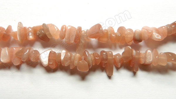 Pink Moonstone Natural AAA  -  Small Chip Nuggets 31"