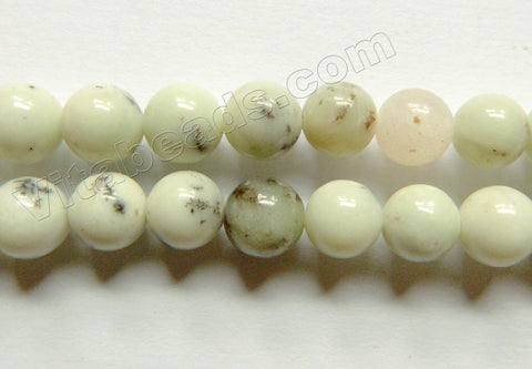 Natural Lime Tree Opal Stone  -  Smooth Round Beads  15"