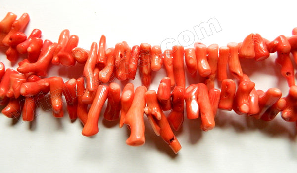 Orange Coral A  -  Top Drilled Branch Stick  8"