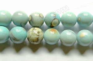 Aqua Ocean Impression Jasper A  -  Smooth Round Beads  15"