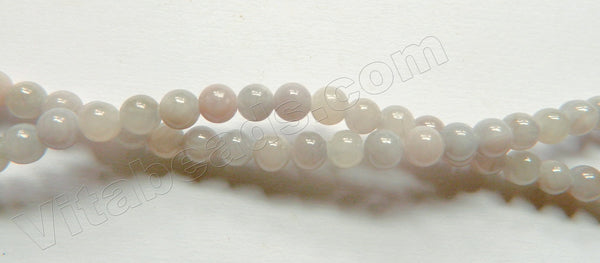 Pale Grey Lavender Mashan Jade  -  Smooth Round Beads 16"