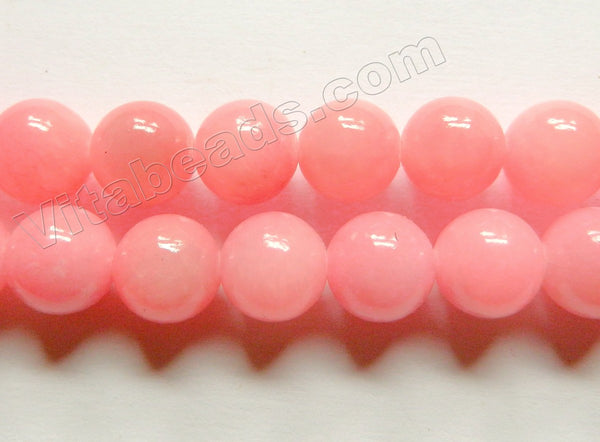 Light Rose Hot Pink Mashan Jade  -  Smooth Round  15"  