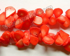 Bright Orange Coral  -  Top Drilled Flat Briolette Drops  15"