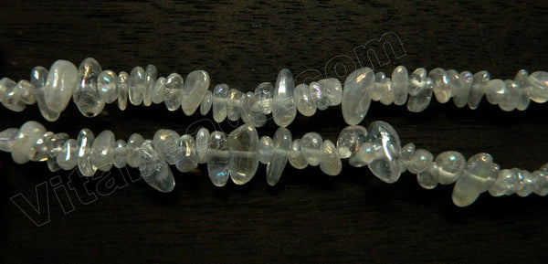 AB Rainbow Plated Natural Crystal Quartz  -  Center Drilled Small Nugget  16"