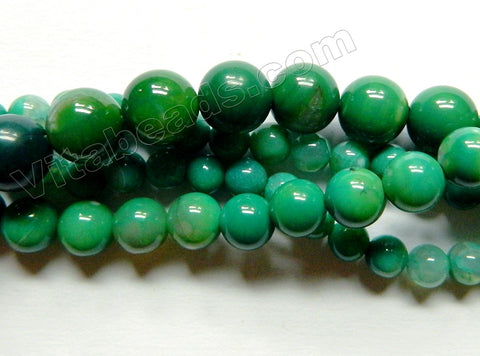 Deep Emerald Green Fire Agate  -  Smooth Round 15"